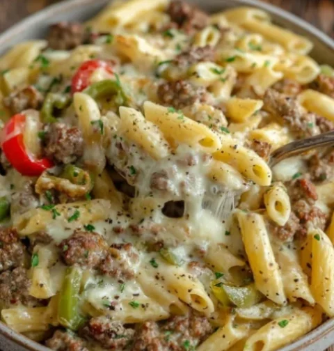 Creamy Philly Cheesesteak Pasta