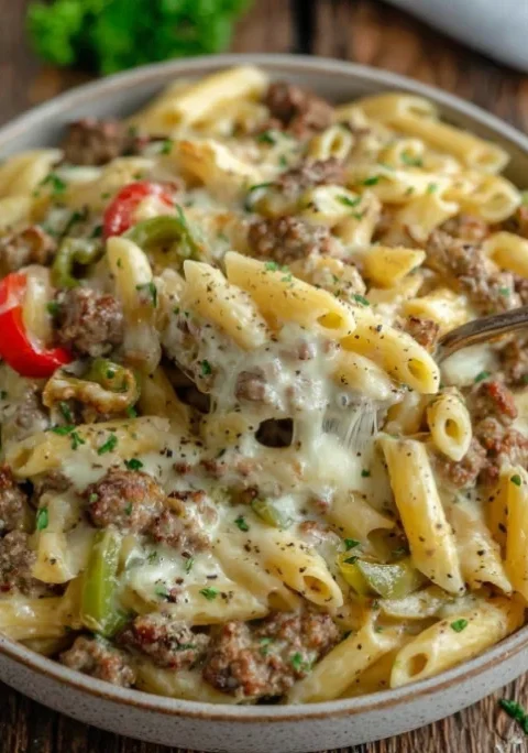 Creamy Philly Cheesesteak Pasta