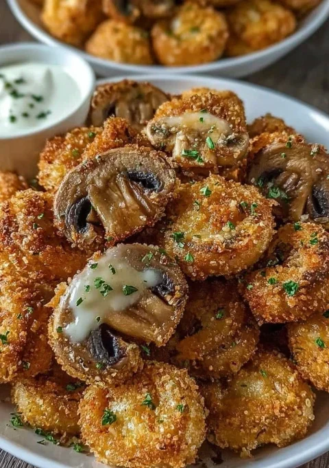 Crispy Garlic Mushroom Bites