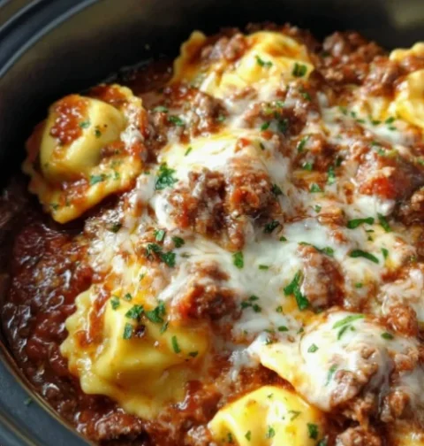 Crockpot Ravioli Lasagna