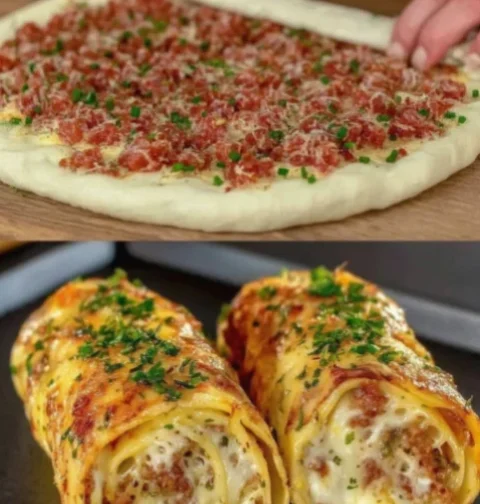 Ground Beef Cooking on Top of Tortilla