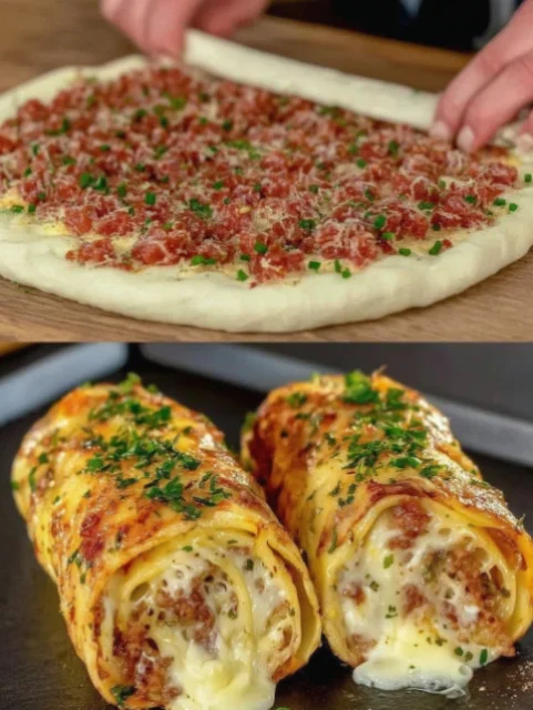 Ground Beef Cooking on Top of Tortilla