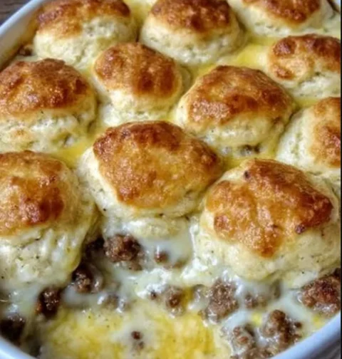 Sausage Biscuit and Gravy Casserole