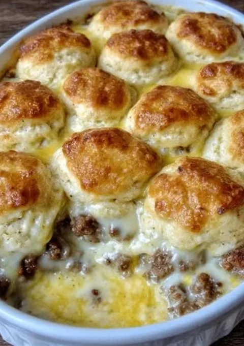 Sausage Biscuit and Gravy Casserole