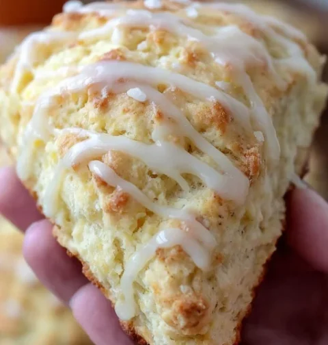 scones with icing drizzle