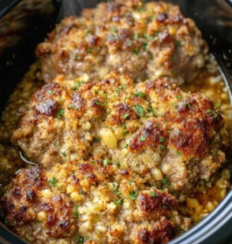 Slow Cooker 3-Ingredient Amish Stuffing Pork Chops