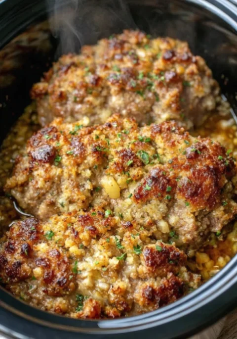 Slow Cooker 3-Ingredient Amish Stuffing Pork Chops