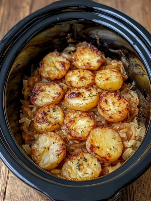 Slow Cooker 4 Ingredient Depression Era Potato and Onion Bake