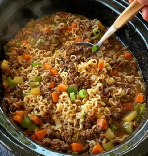 Slow Cooker Beef Ramen Noodles