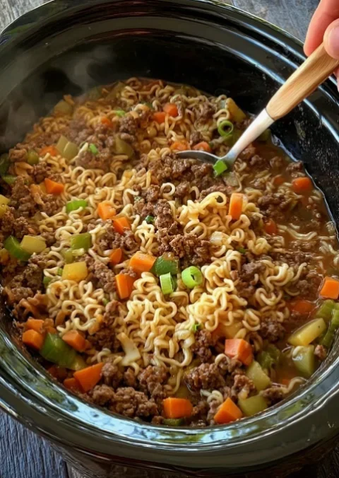 Slow Cooker Beef Ramen Noodles