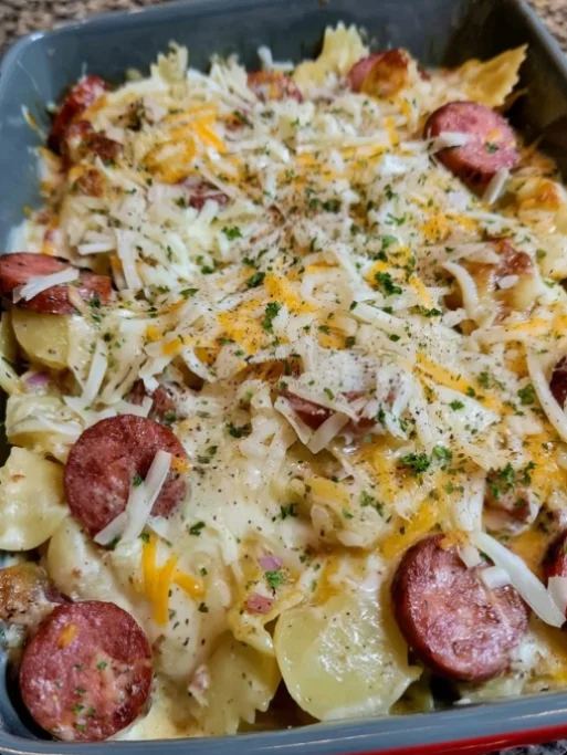 Slow Cooker Cheesy Kielbasa Hashbrown Casserole