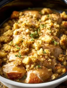 3-Ingredient Slow Cooker Chicken & Stuffing