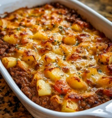 Cowboy Meatloaf and Potato Casserole