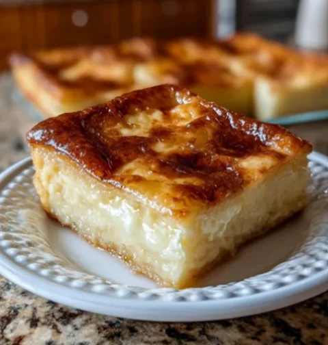 Creamy Custard Squares with Golden Top