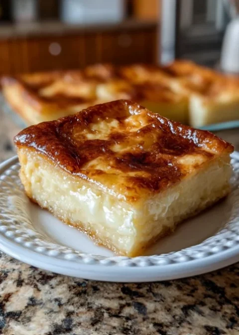 Creamy Custard Squares with Golden Top