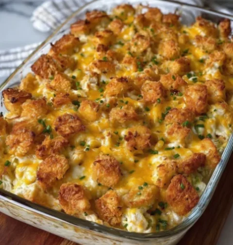 Crispy Hot Chicken Salad Casserole