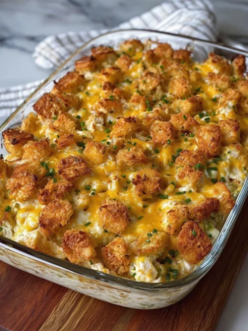Crispy Hot Chicken Salad Casserole