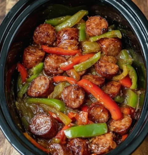 Crockpot 3-Ingredient Sausage and Peppers
