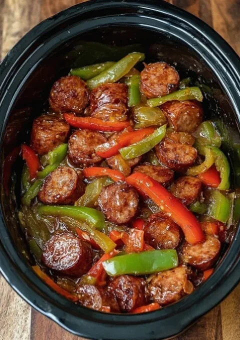 Crockpot 3-Ingredient Sausage and Peppers