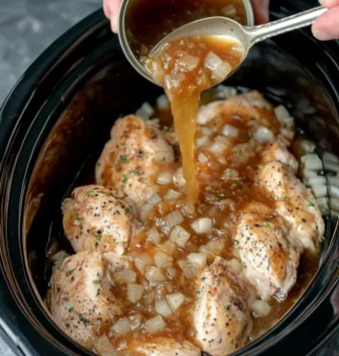 French onion soup slow cooker chicken recipe