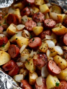 Fried Potatoes and Onions with Smoked Polish Sausage