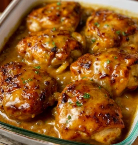 Oven Baked 3-Ingredients Amish Golden Gravy Chicken