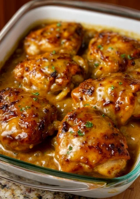 Oven Baked 3-Ingredients Amish Golden Gravy Chicken