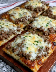 Oven-Baked 4-Ingredient Beef Flatbread Squares
