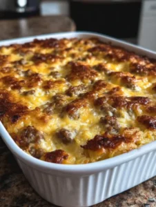 Sausage, Egg, and Cream Cheese Hashbrown Casserole