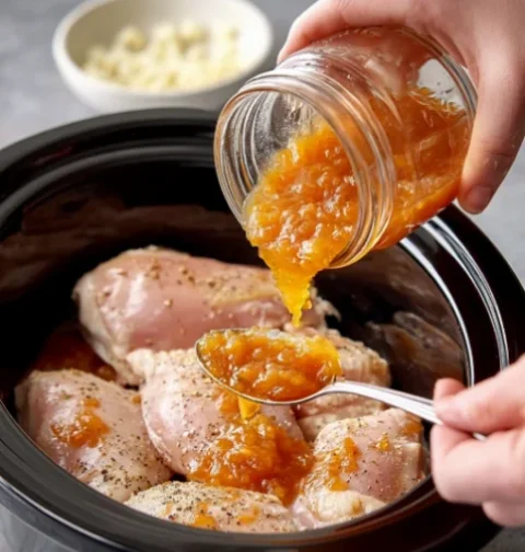 Slow Cooker 3-Ingredient Amish Apricot Chicken