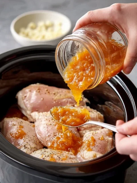 Slow Cooker 3-Ingredient Amish Apricot Chicken
