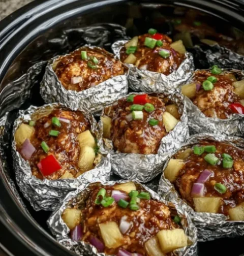 Slow Cooker 3-Ingredient BBQ Pineapple Chicken Packets