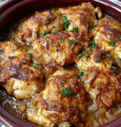 Slow Cooker 3-Ingredient Poor Man Chicken and Onion