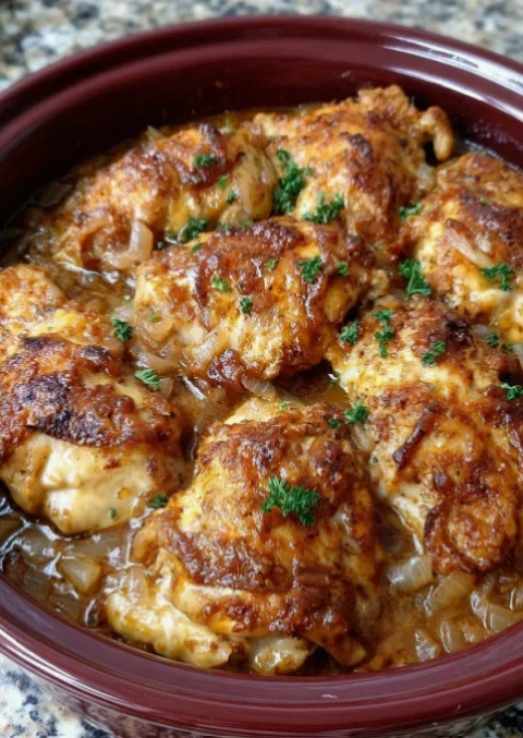 Slow Cooker 3-Ingredient Poor Man Chicken and Onion