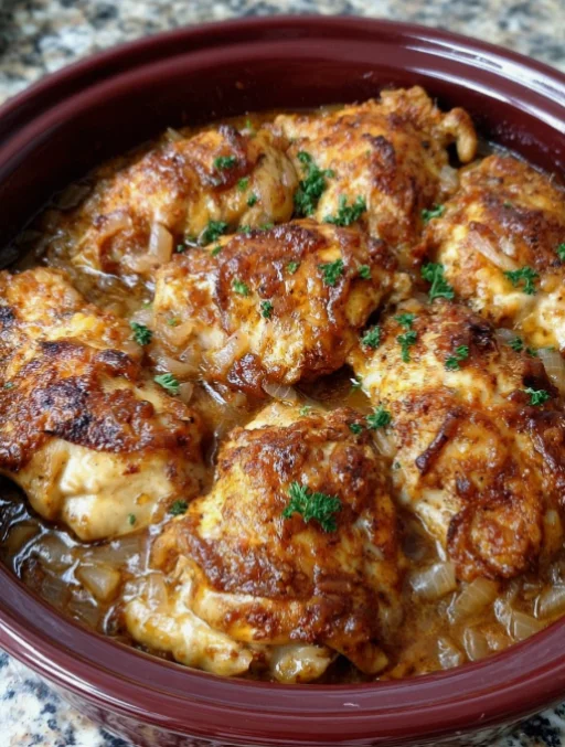 Slow Cooker 3-Ingredient Poor Man Chicken and Onion