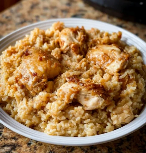Slow Cooker 3-Ingredient Poor Man Chicken and Rice