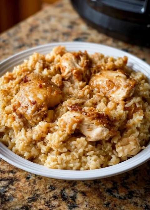 Slow Cooker 3-Ingredient Poor Man Chicken and Rice