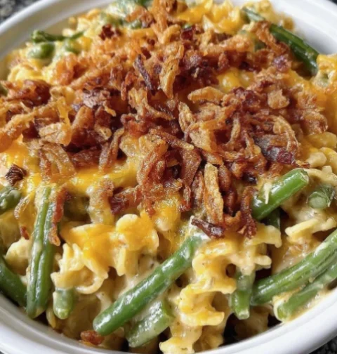 Slow Cooker Amish Green Bean Noodle Casserole