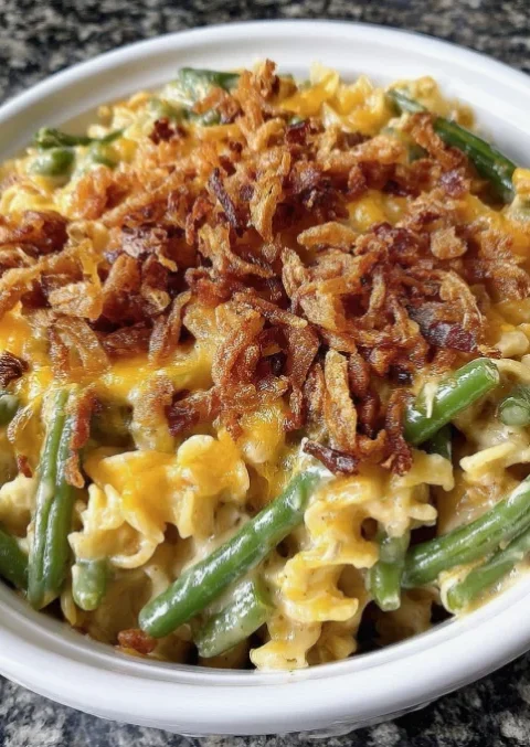 Slow Cooker Amish Green Bean Noodle Casserole