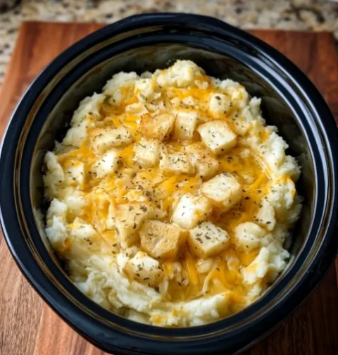 Slow Cooker Garlic Mashed Potatoes