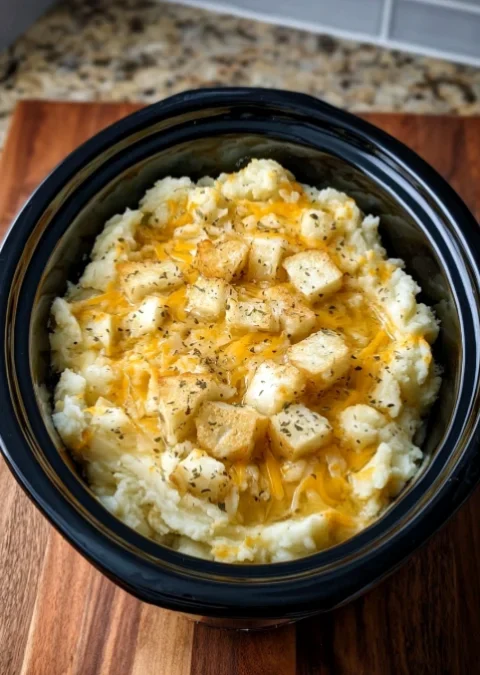 Slow Cooker Garlic Mashed Potatoes