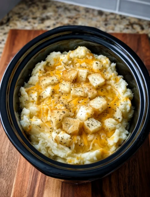 Slow Cooker Garlic Mashed Potatoes