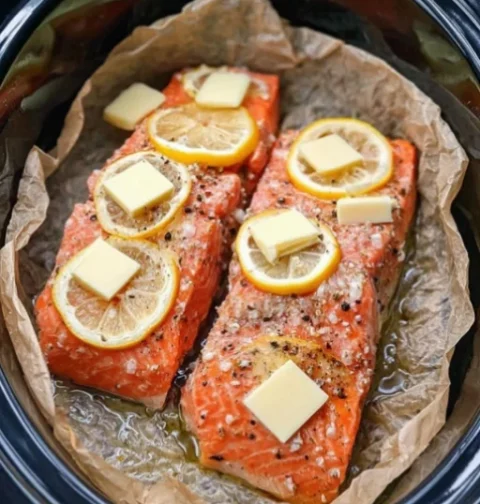 Slow Cooker Lemon Butter Salmon