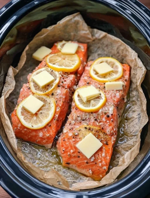 Slow Cooker Lemon Butter Salmon