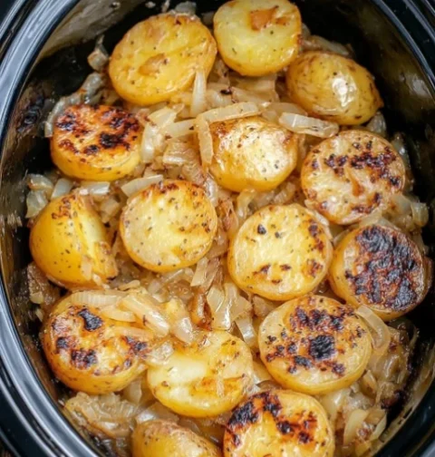 Slow Cooker Onion Potatoes