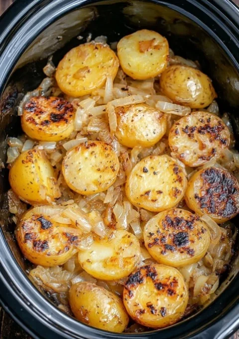 Slow Cooker Onion Potatoes