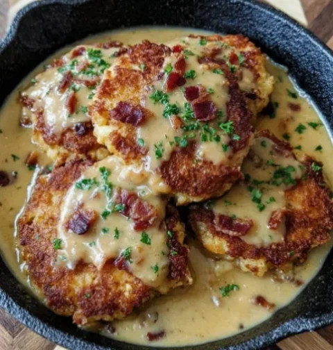 Smothered Pork Chops with Potatoes in Gravy