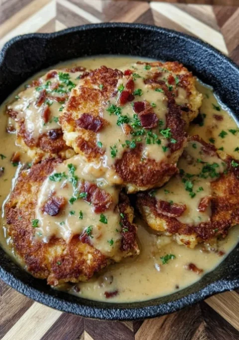 Smothered Pork Chops with Potatoes in Gravy