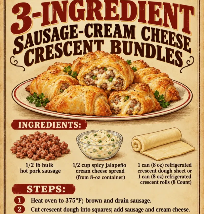 3-ingredient sausage-cream cheese crescent bundles