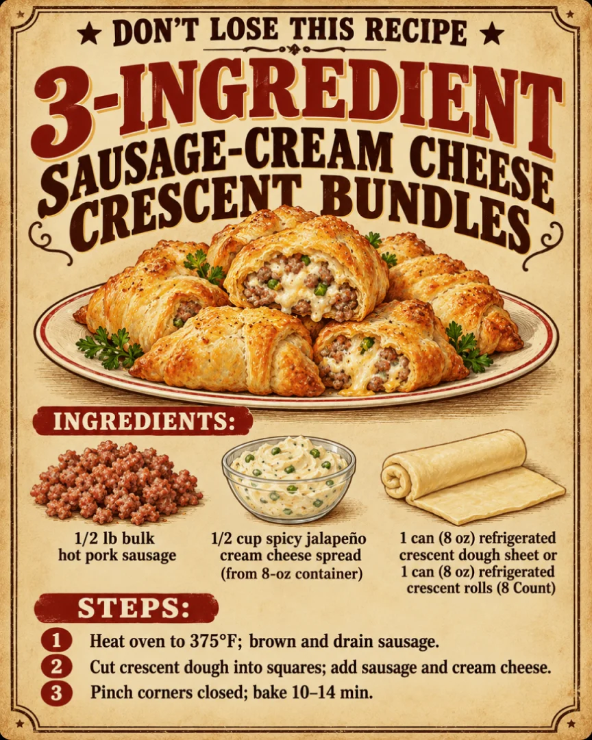 3-Ingredient Sausage-Cream Cheese Crescent Bundles